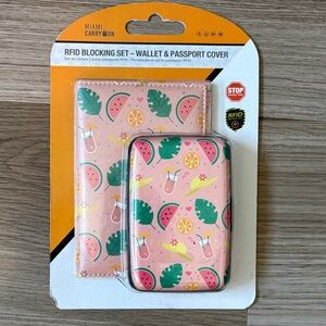 NIP!  Miami RFID Blocking Wallet & Passport Cover Set CarryOn 2 piece Travel